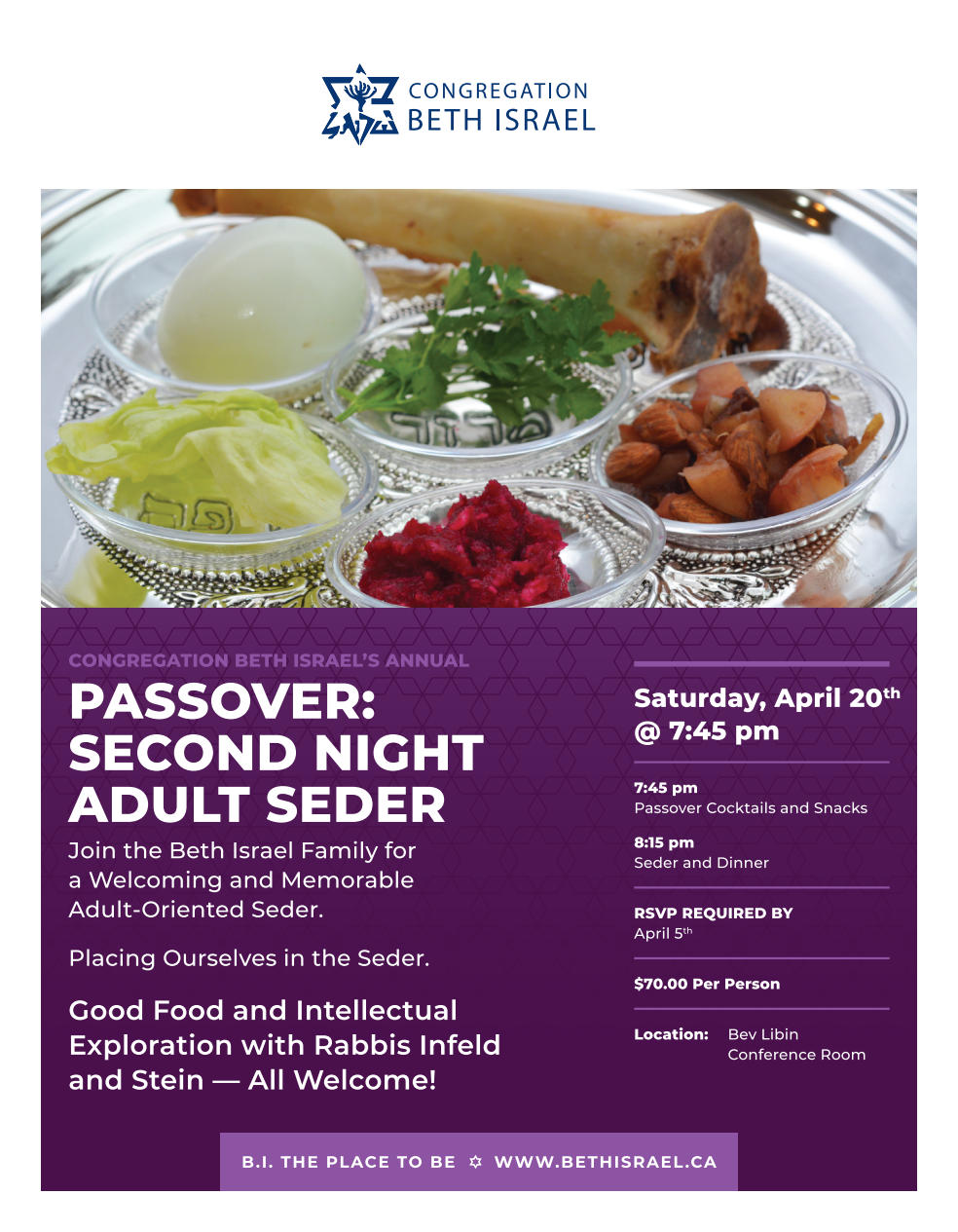 Passover Second Night Adult Seder at Beth Israel Yossilinks